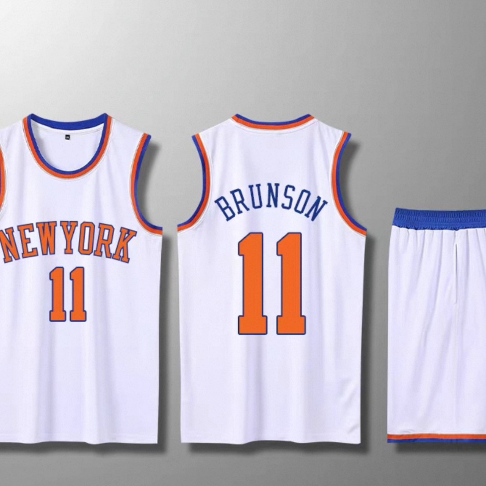 White and Blue Basketball Jersey